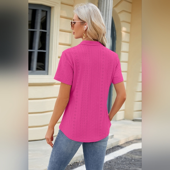 Eyelet Short Sleeve Blouse - Picture 2 of 6